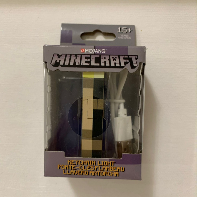 Брелок на ключи "Факел" Minecraft, светится при нажатии, 4 см (с USB зарядкой) — фото 5